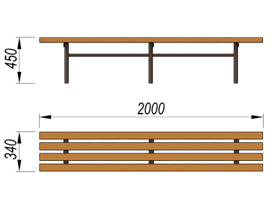 Двухметровая лавочка без спинки 2 м МАФ 1602 в Нижнем Новгороде