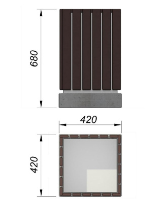 Урна деревянная квадратная с бетонным основанием МАФ 1633 в Нижнем Новгороде